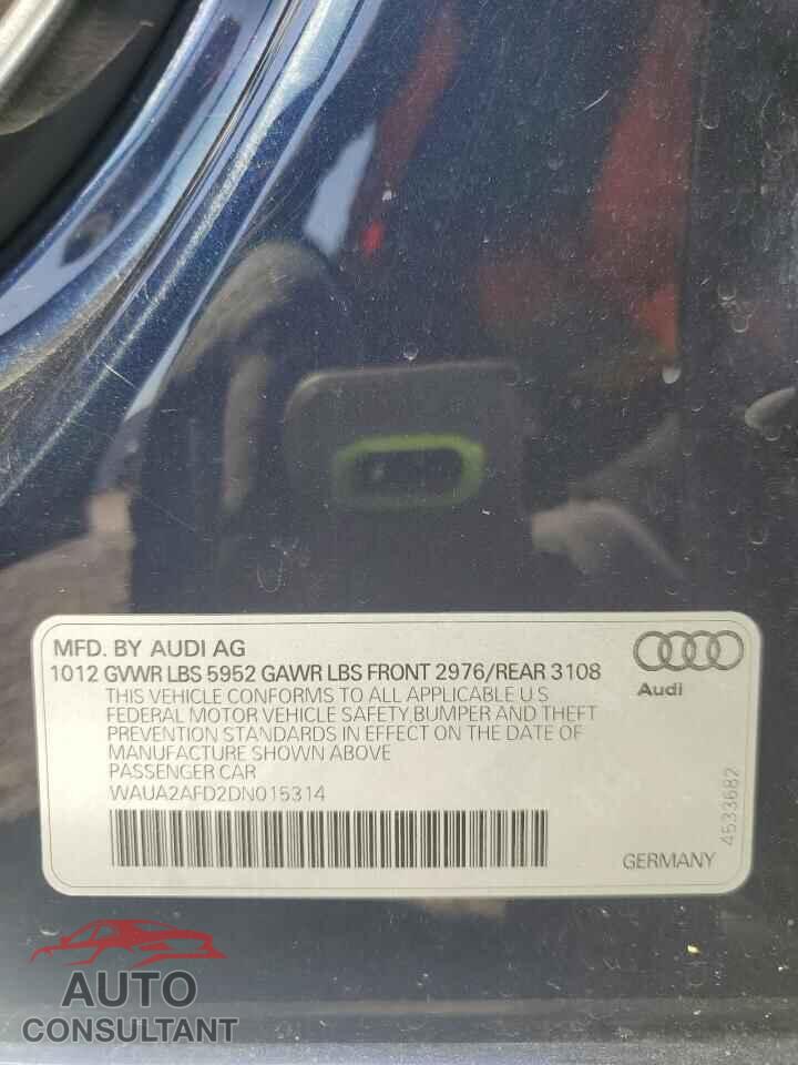 AUDI A8 2013 - WAUA2AFD2DN015314