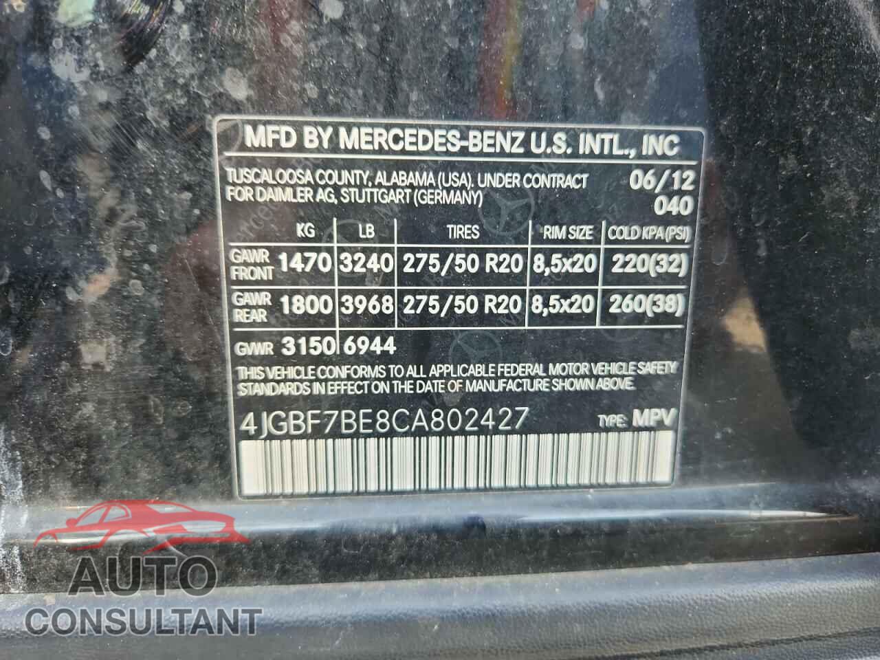 MERCEDES-BENZ GL-CLASS 2012 - 4JGBF7BE8CA802427