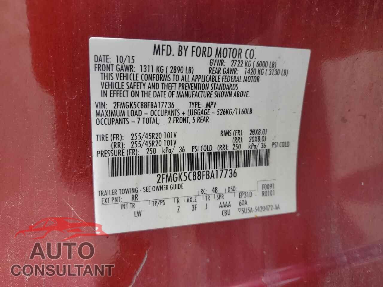 FORD FLEX 2015 - 2FMGK5C88FBA17736