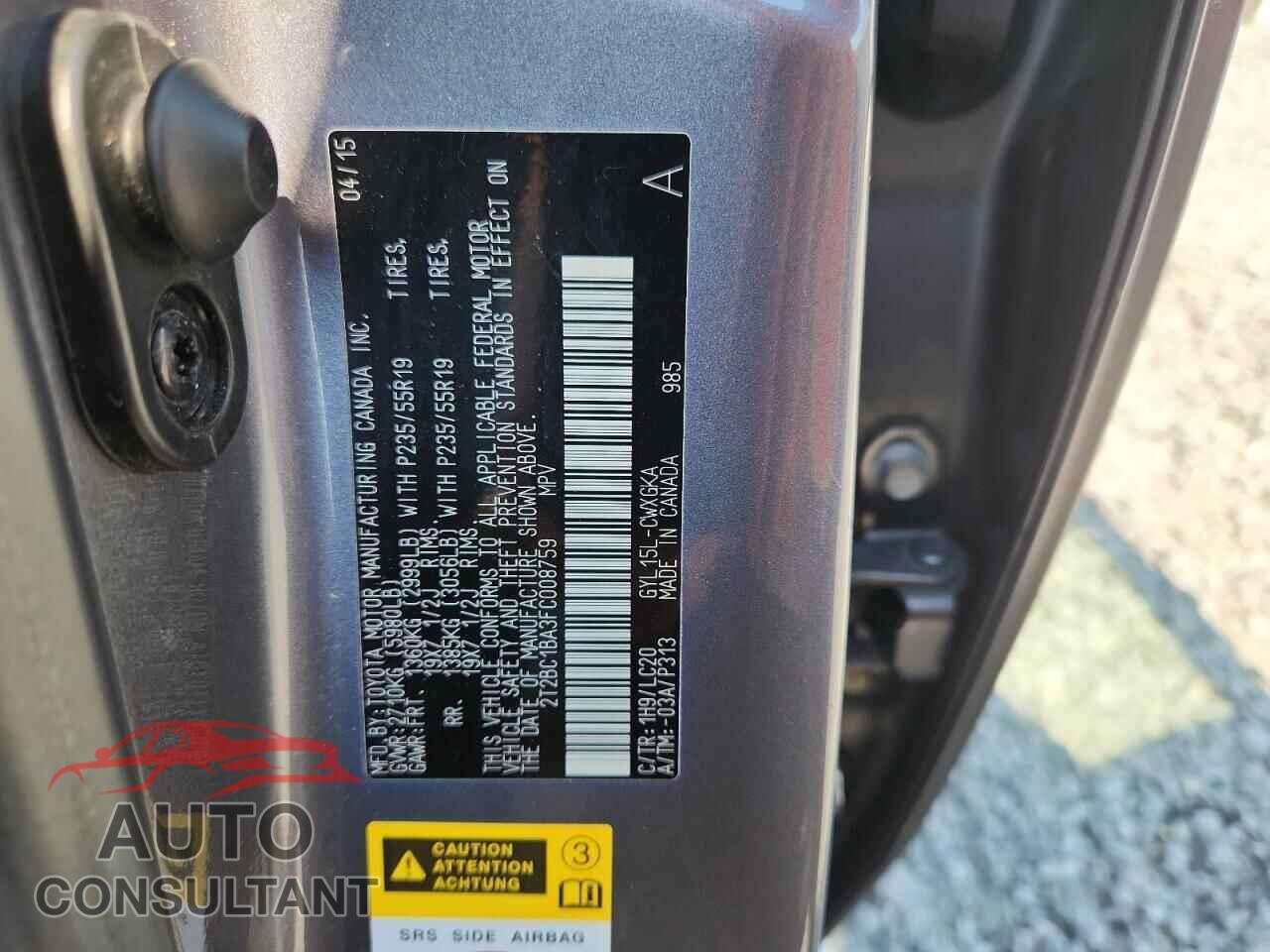 LEXUS RX450 2015 - 2T2BC1BA3FC008759