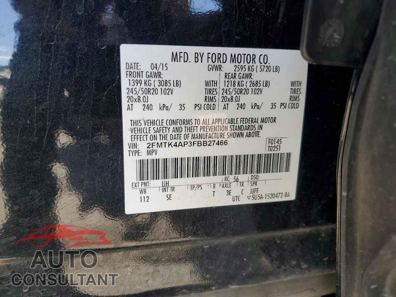 FORD EDGE 2015 - 2FMTK4AP3FBB27466