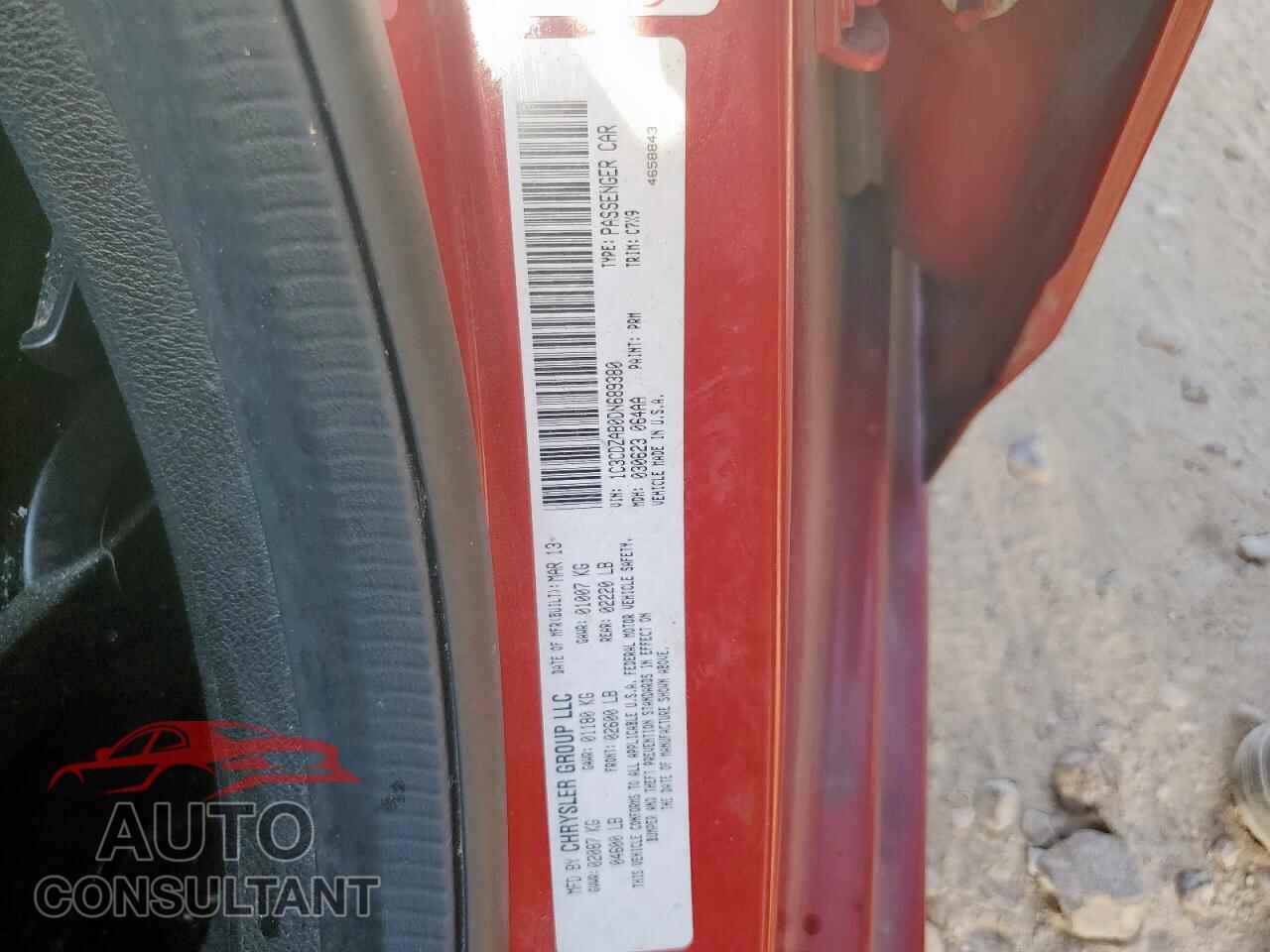 DODGE AVENGER 2013 - 1C3CDZAB0DN689380
