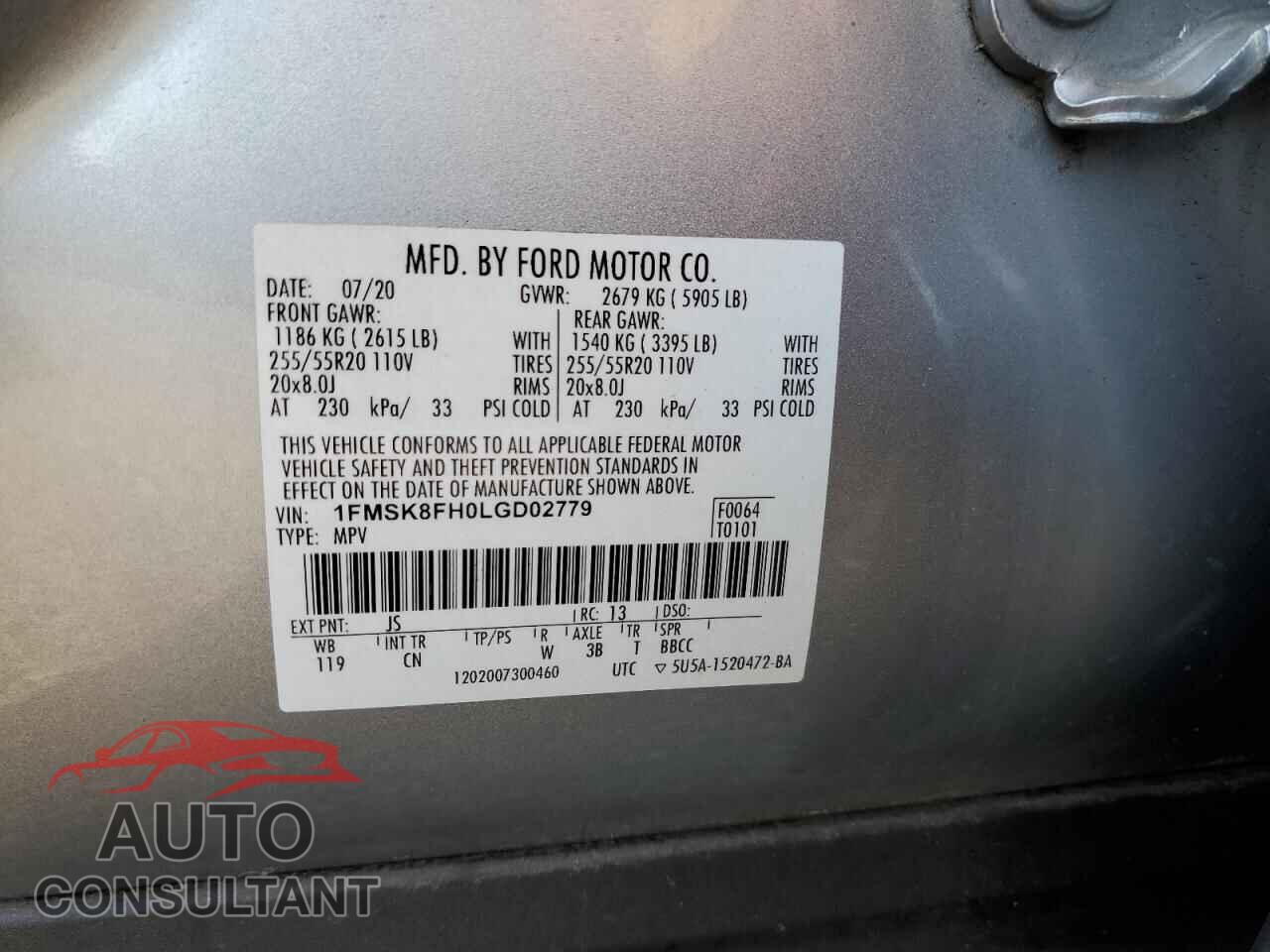FORD EXPLORER 2020 - 1FMSK8FH0LGD02779