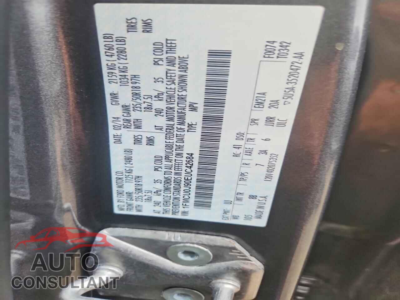 FORD ESCAPE 2014 - 1FMCU0J90EUC42684