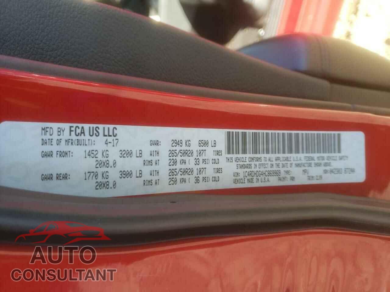 DODGE DURANGO 2017 - 1C4RDHDG4HC869969