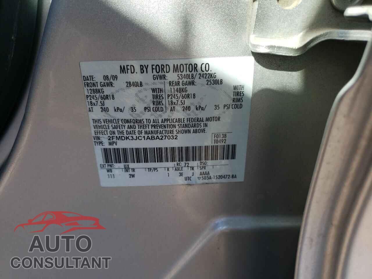 FORD EDGE 2010 - 2FMDK3JC1ABA27032