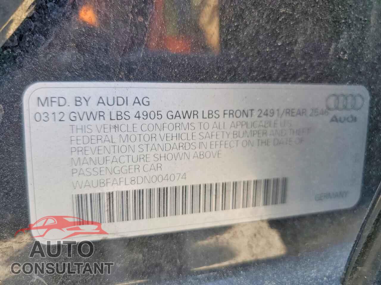 AUDI A4 2013 - WAUBFAFL8DN004074