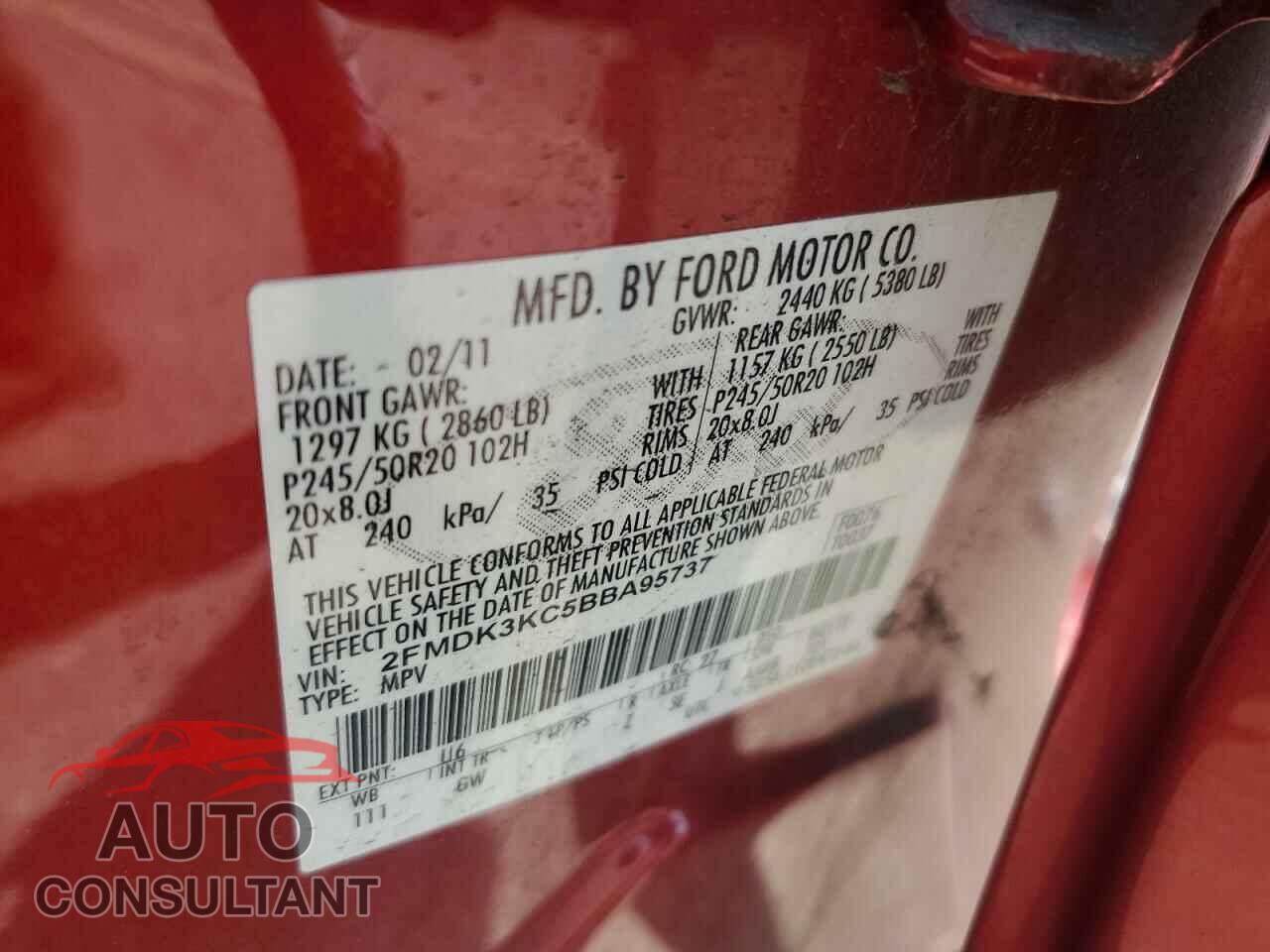 FORD EDGE 2011 - 2FMDK3KC5BBA95737