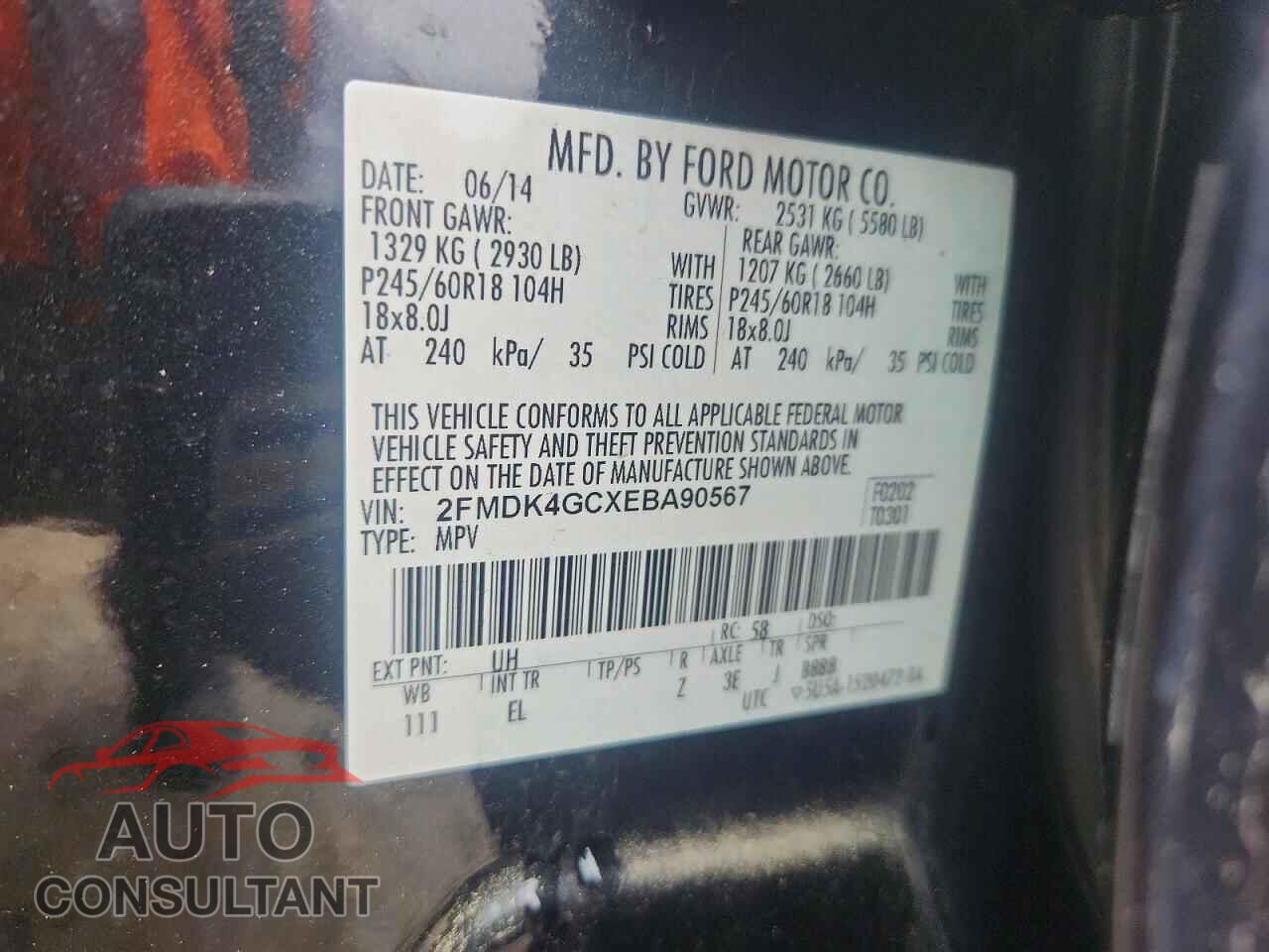 FORD EDGE 2014 - 2FMDK4GCXEBA90567