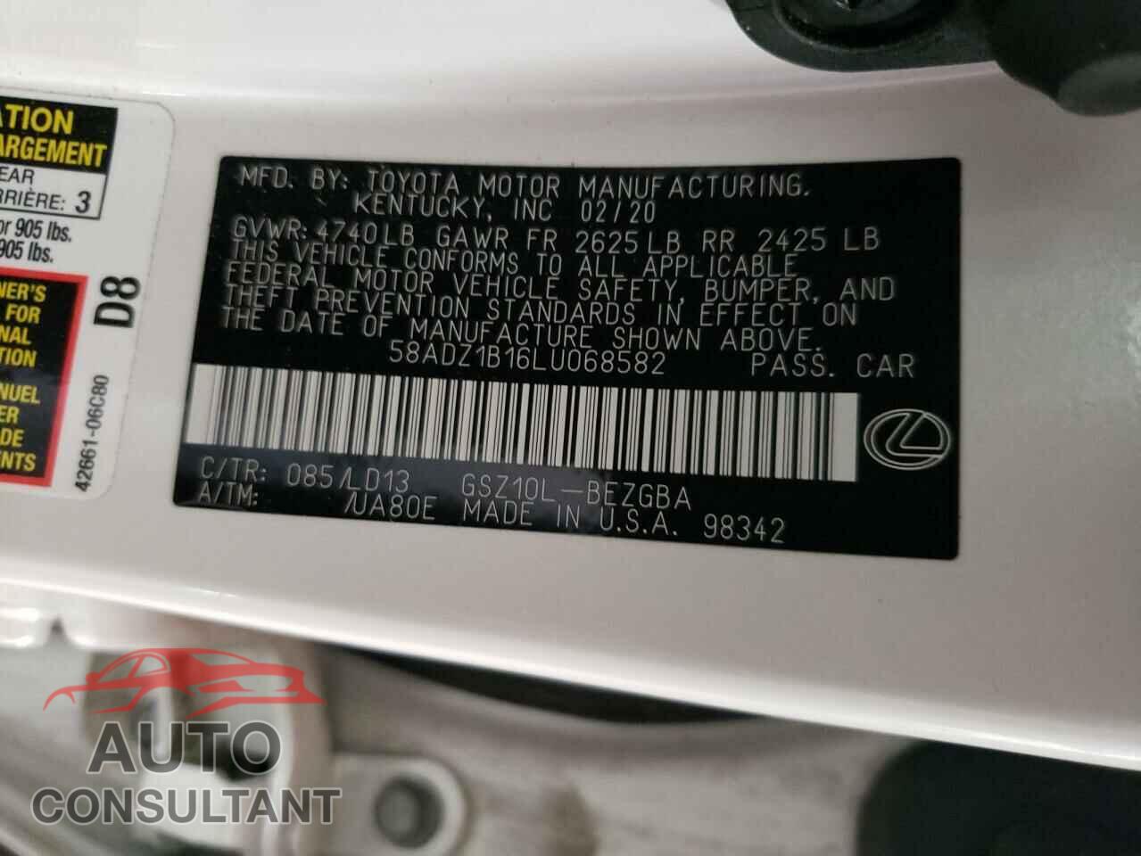 LEXUS ES350 2020 - 58ADZ1B16LU068582