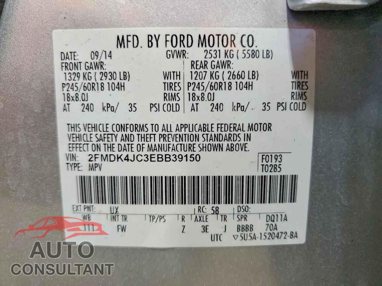 FORD EDGE 2014 - 2FMDK4JC3EBB39150