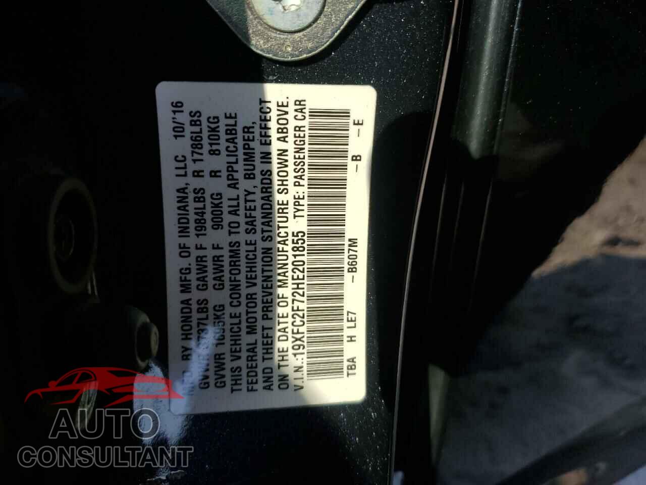 HONDA CIVIC 2017 - 19XFC2F72HE201855