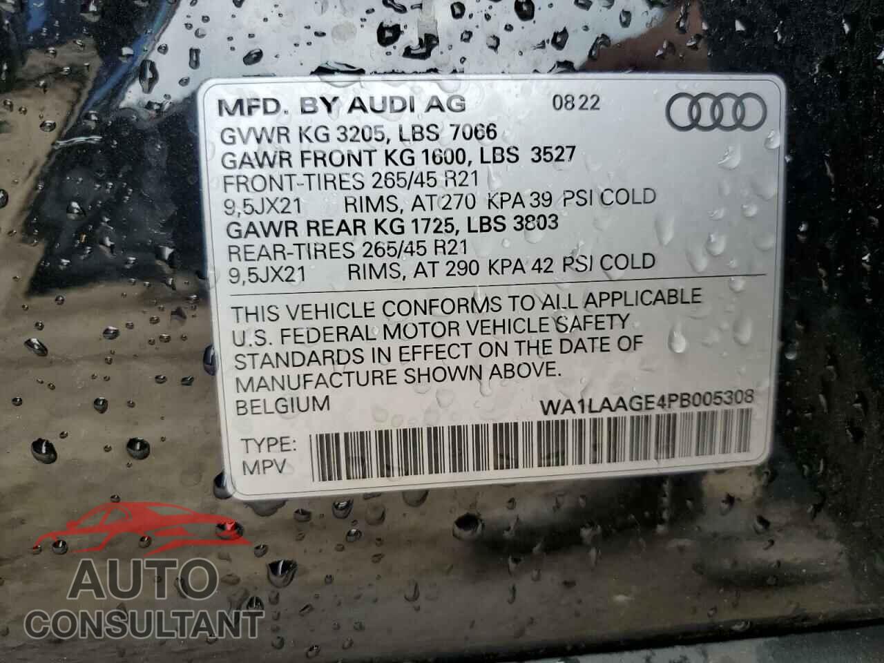 AUDI E-TRON 2023 - WA1LAAGE4PB005308