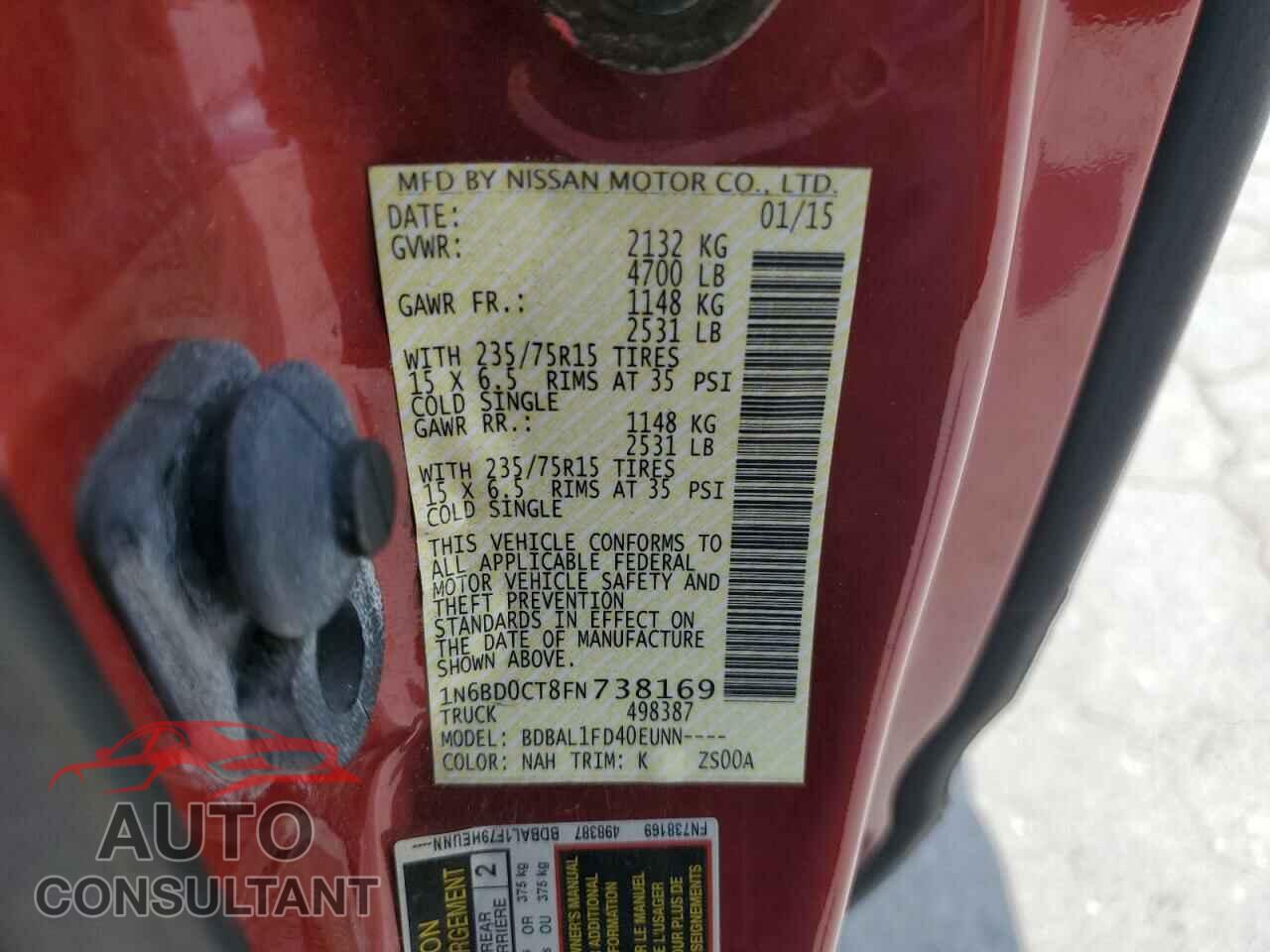 NISSAN FRONTIER 2015 - 1N6BD0CT8FN738169