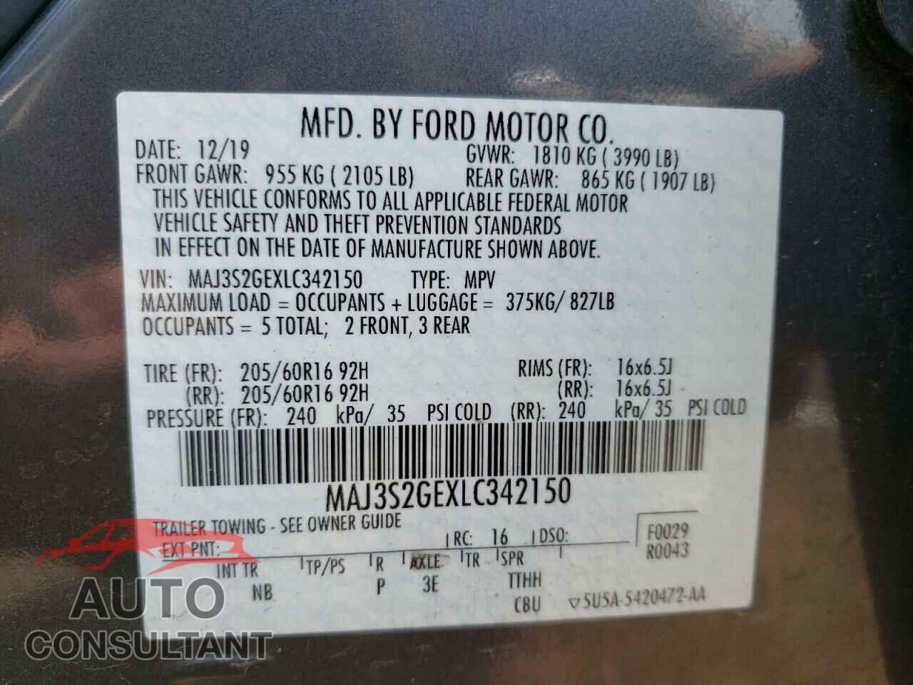 FORD ECOSPORT 2020 - MAJ3S2GEXLC342150