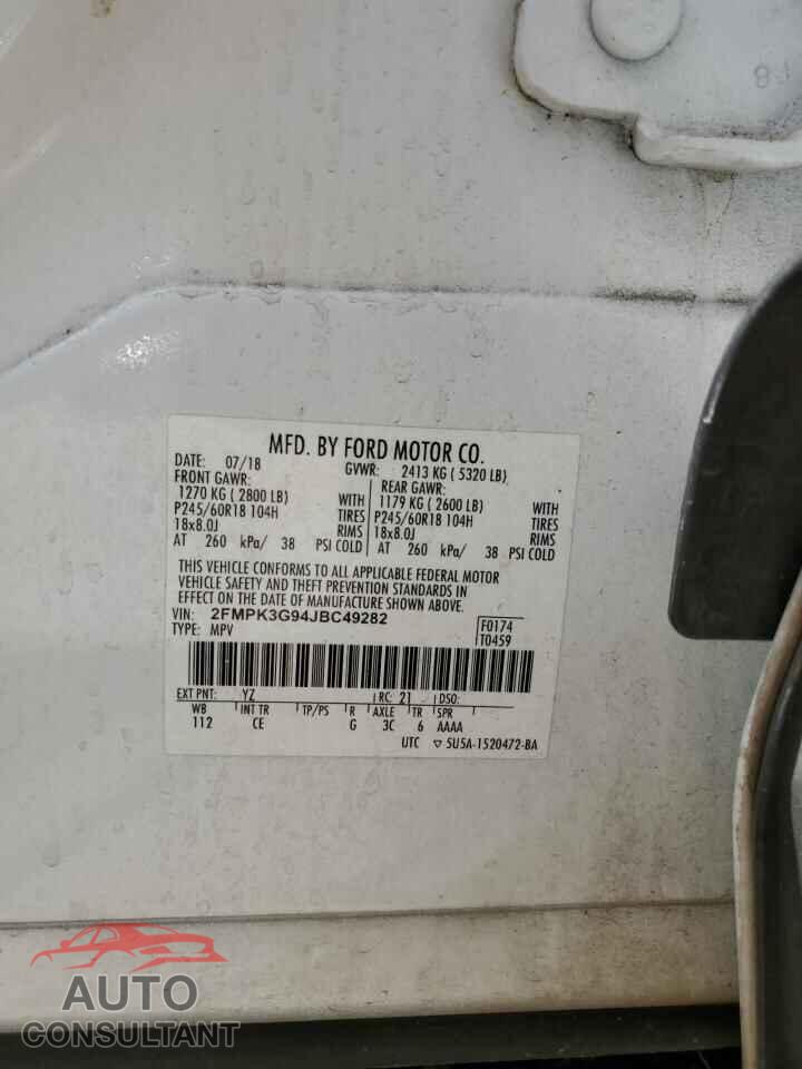 FORD EDGE 2018 - 2FMPK3G94JBC49282