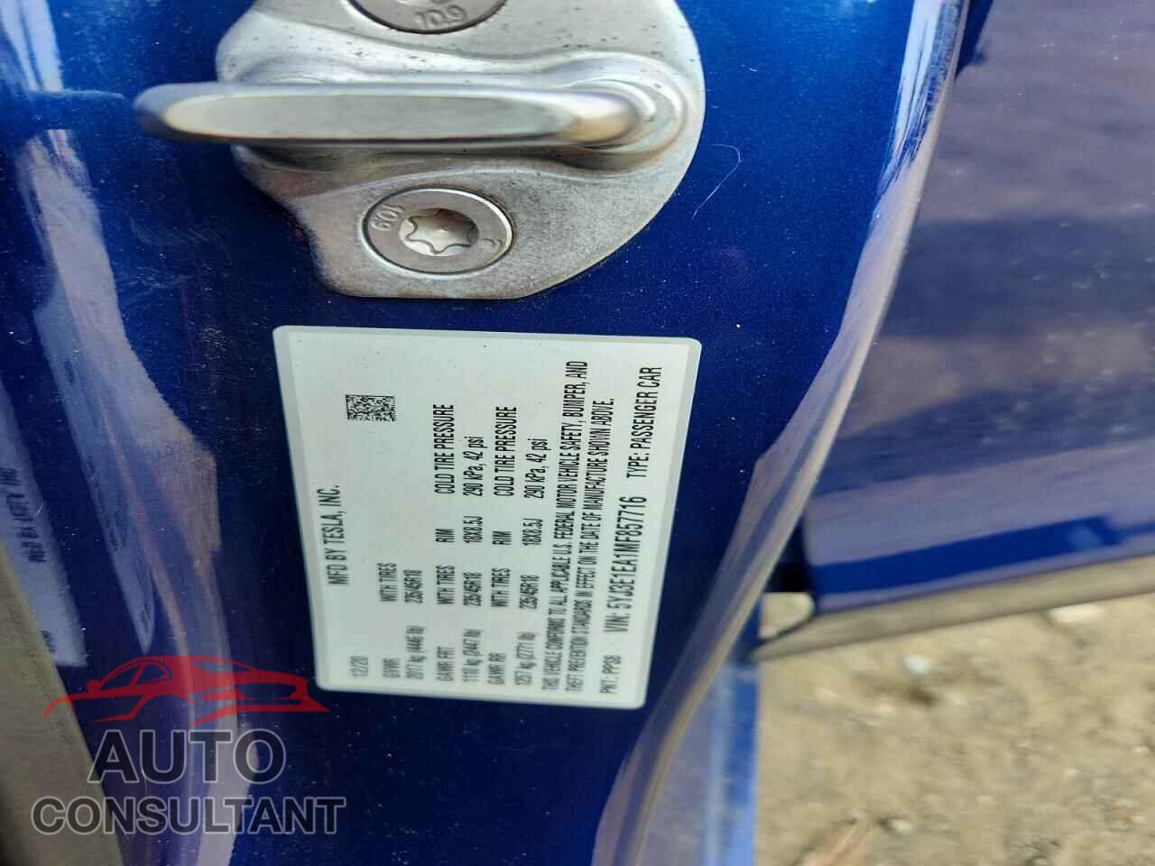 TESLA MODEL 3 2021 - 5YJ3E1EA1MF857716