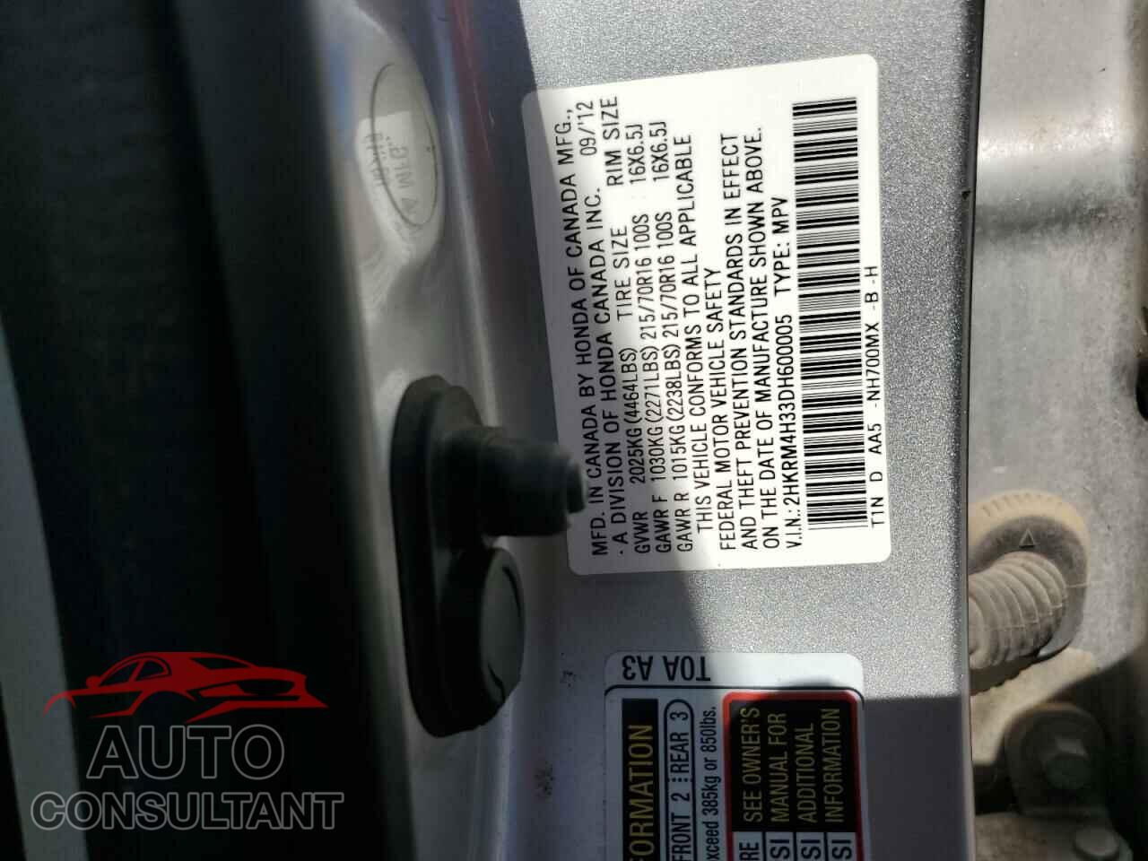 HONDA CRV 2013 - 2HKRM4H33DH600005