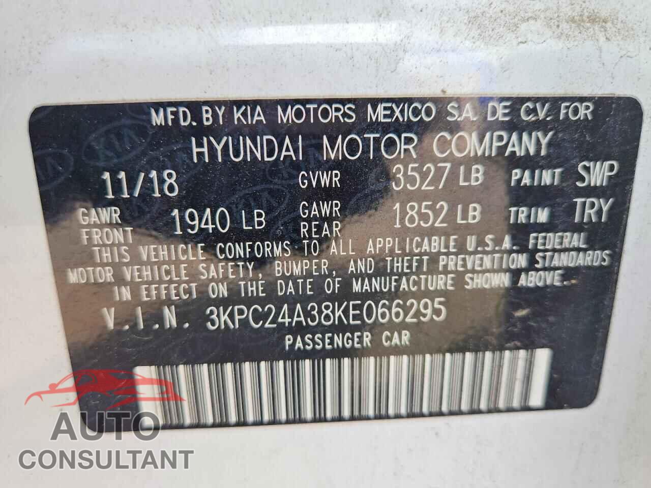 HYUNDAI ACCENT 2019 - 3KPC24A38KE066295