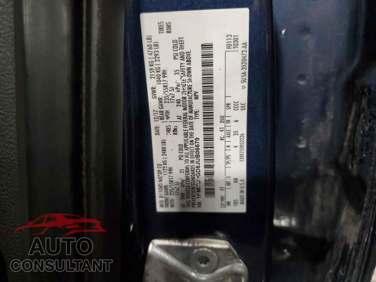 FORD ESCAPE 2018 - 1FMCU9GD8JUB06670
