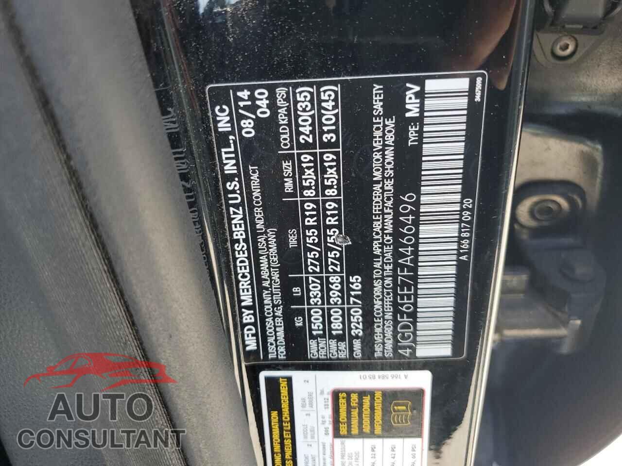 MERCEDES-BENZ GL-CLASS 2015 - 4JGDF6EE7FA466496