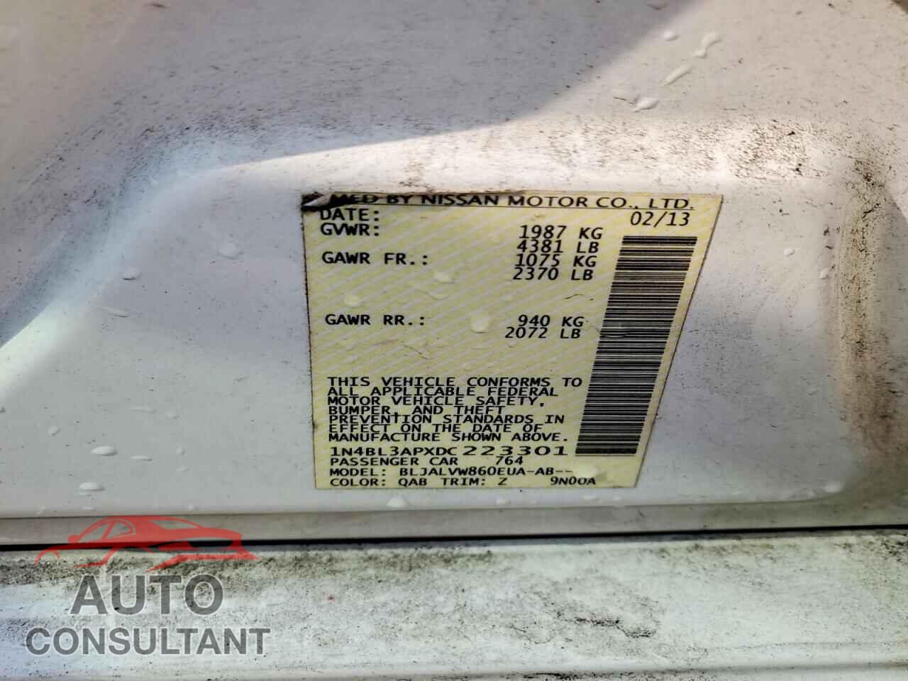 NISSAN ALTIMA 2013 - 1N4BL3APXDC223301
