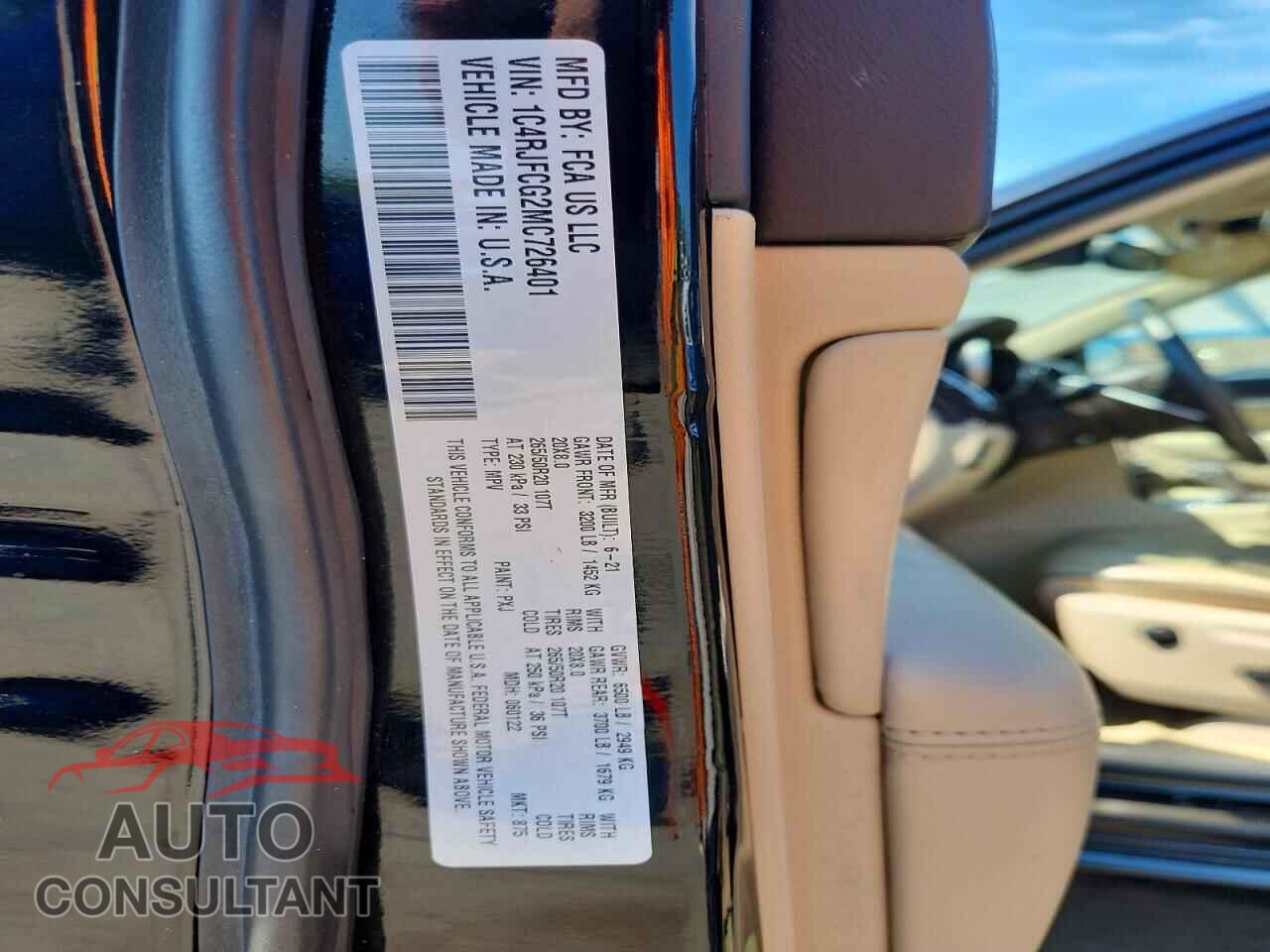 JEEP CHEROKEE 2021 - 1C4RJFCG2MC726401