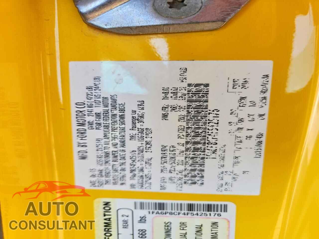 FORD MUSTANG 2015 - 1FA6P8CF4F5425176
