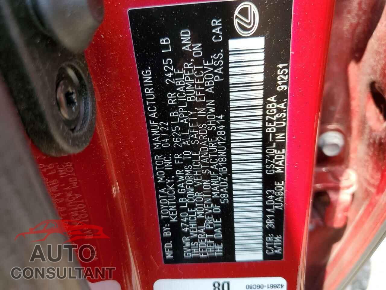 LEXUS ES350 2022 - 58ADZ1B18NU128414