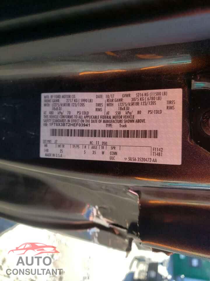 FORD F350 2017 - 1FT8X3BT2HEF03941