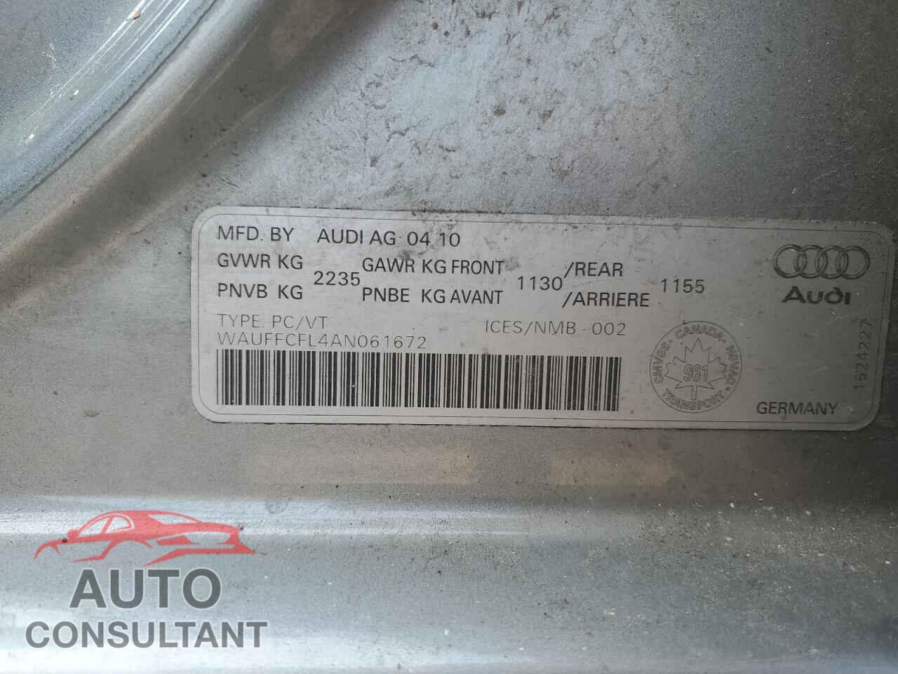 AUDI A4 2010 - WAUFFCFL4AN061672