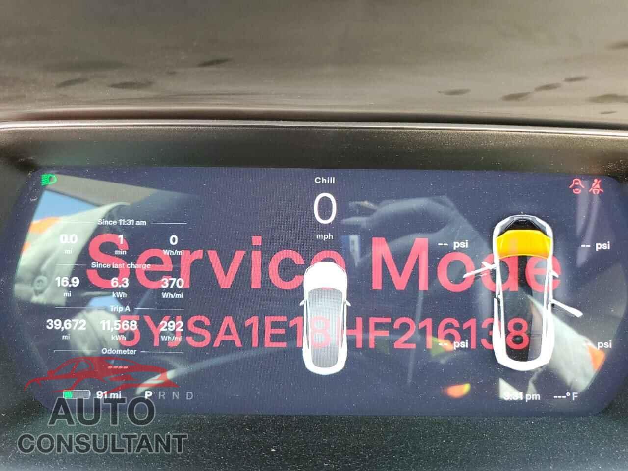 TESLA MODEL S 2017 - 5YJSA1E18HF216138