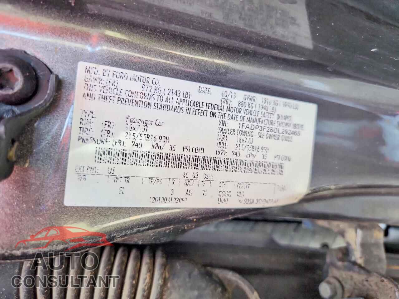 FORD FOCUS 2013 - 1FADP3F28DL292465