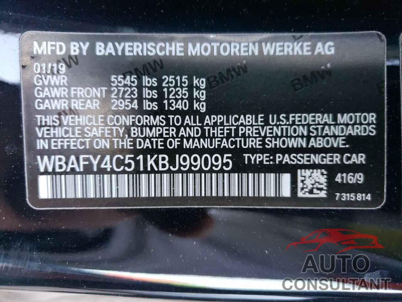 BMW M8 2019 - WBAFY4C51KBJ99095