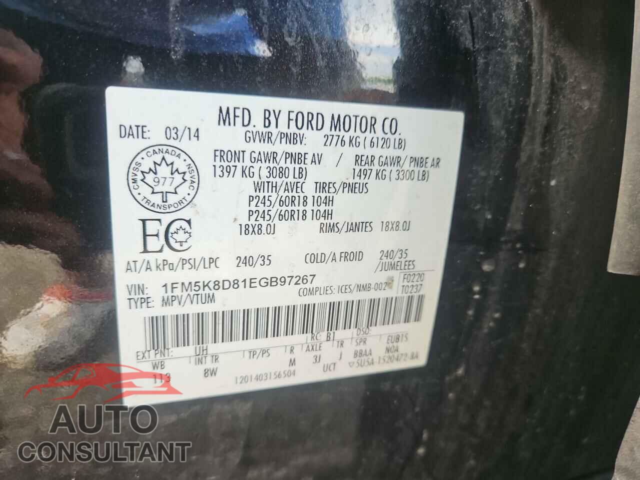 FORD EXPLORER 2014 - 1FM5K8D81EGB97267