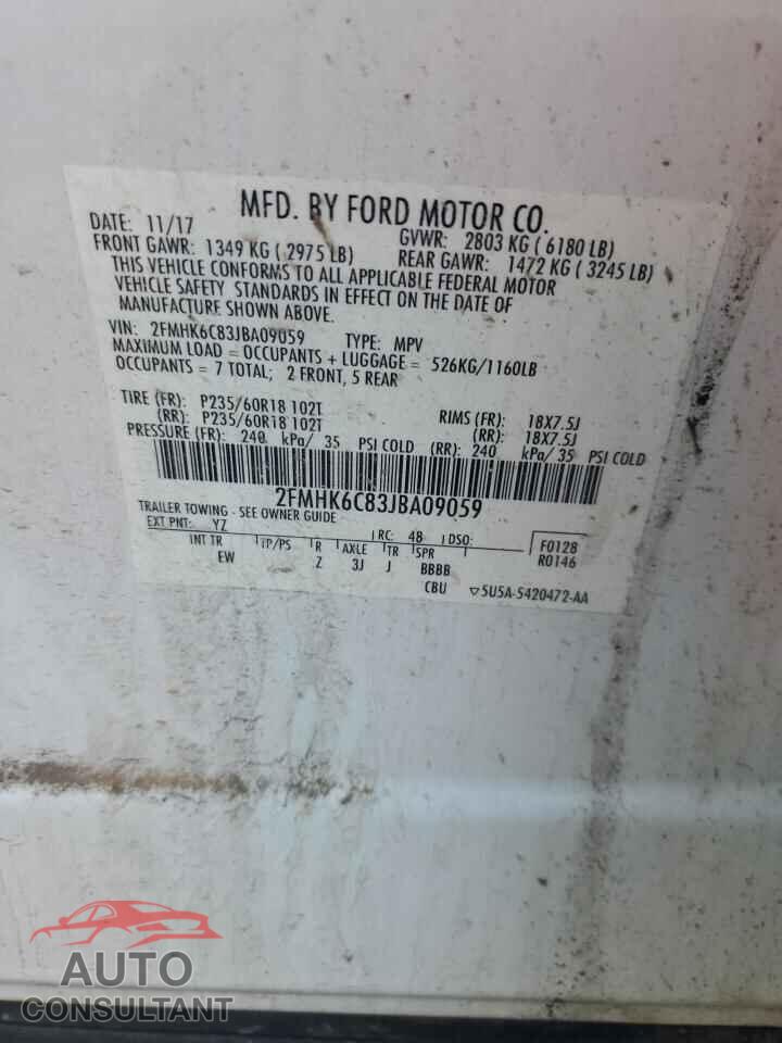 FORD FLEX 2018 - 2FMHK6C83JBA09059