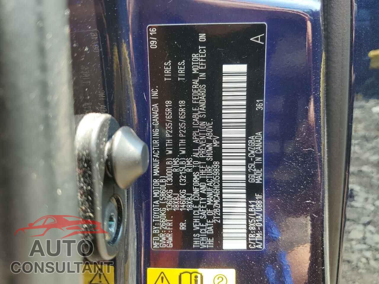 LEXUS RX350 2017 - 2T2BZMCA6HC059898
