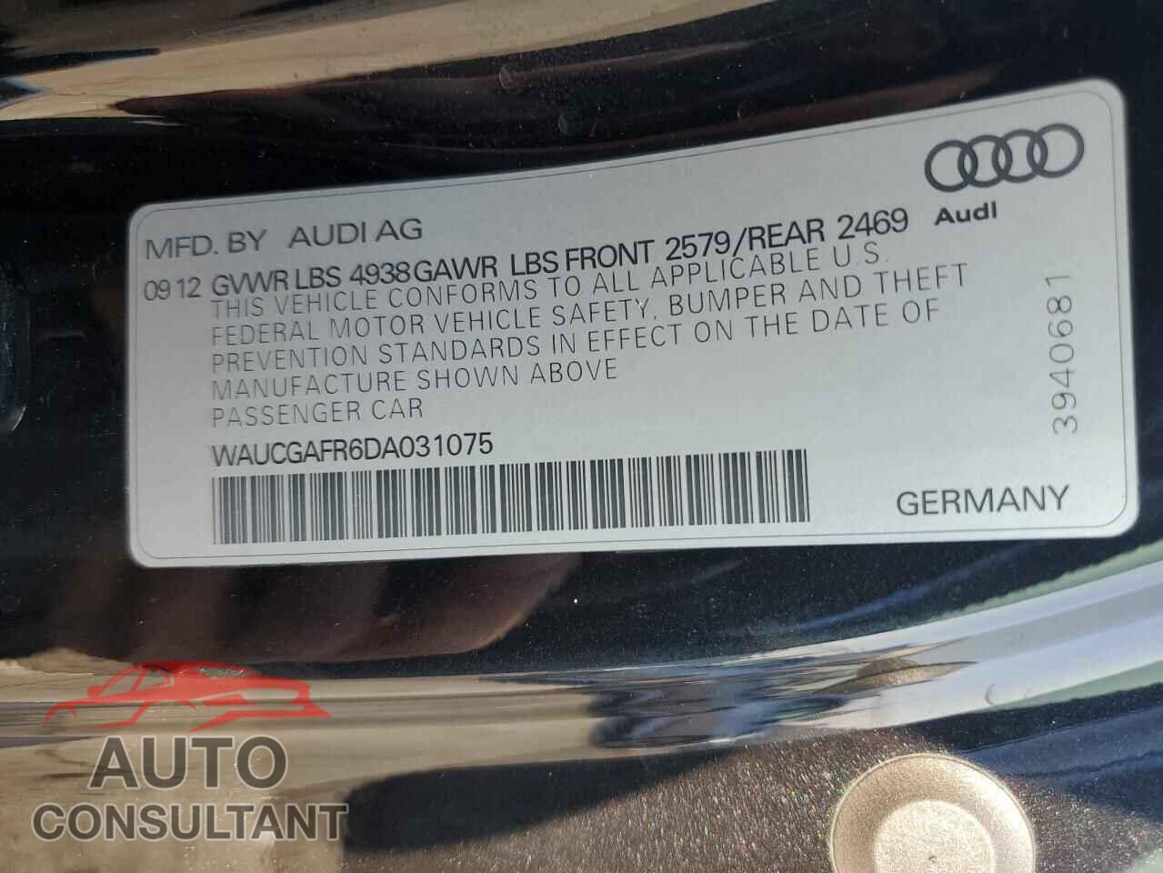 AUDI S5/RS5 2013 - WAUCGAFR6DA031075