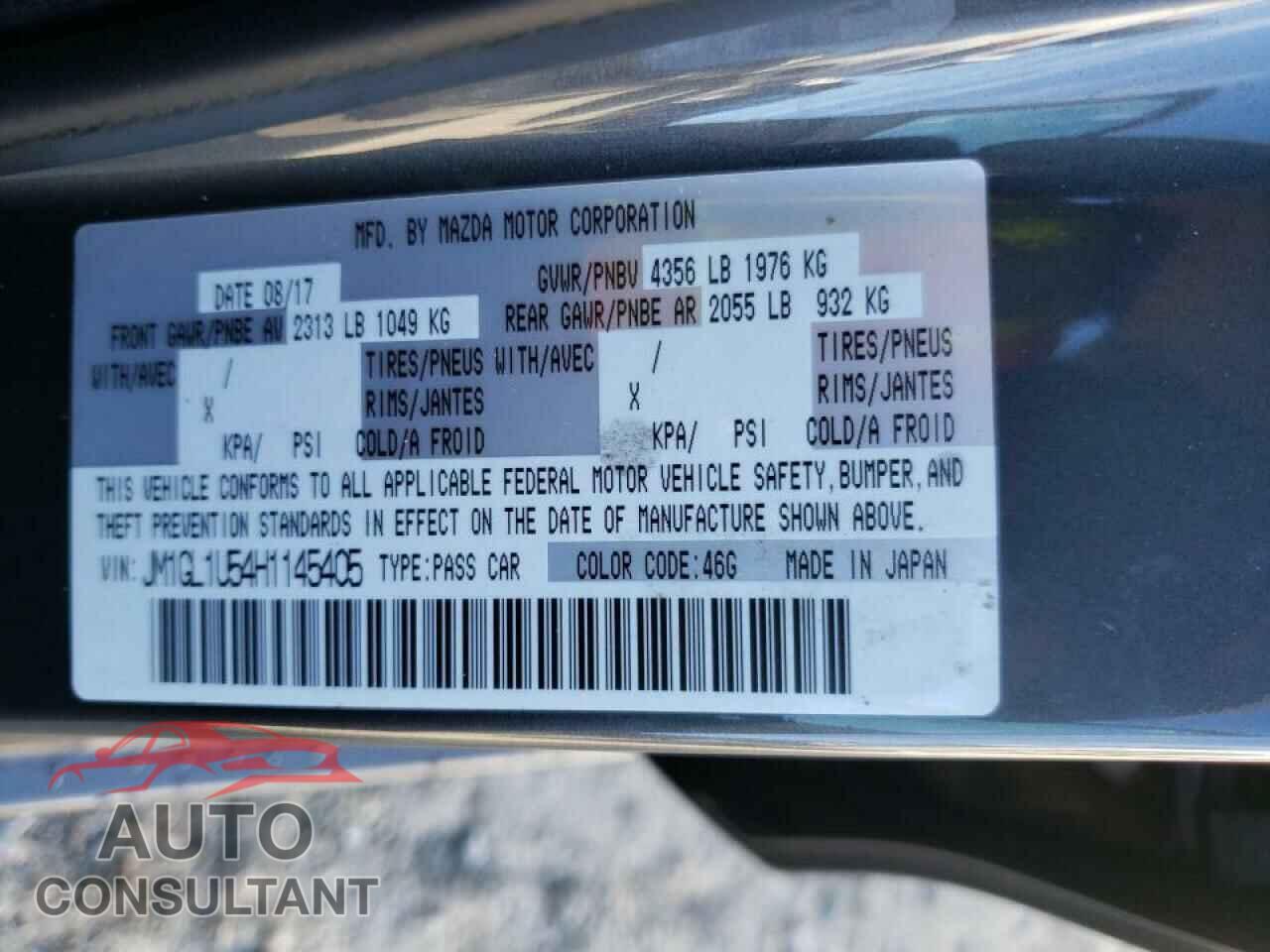 MAZDA 6 2017 - JM1GL1U54H1145405