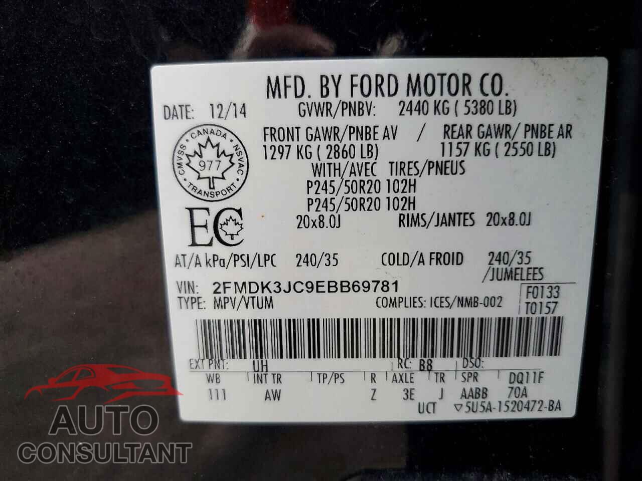 FORD EDGE 2014 - 2FMDK3JC9EBB69781