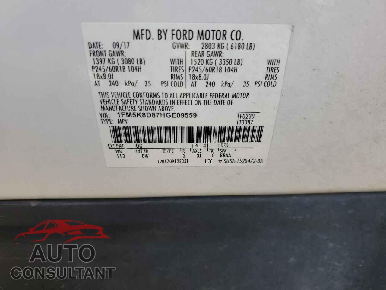 FORD EXPLORER 2017 - 1FM5K8D87HGE09559