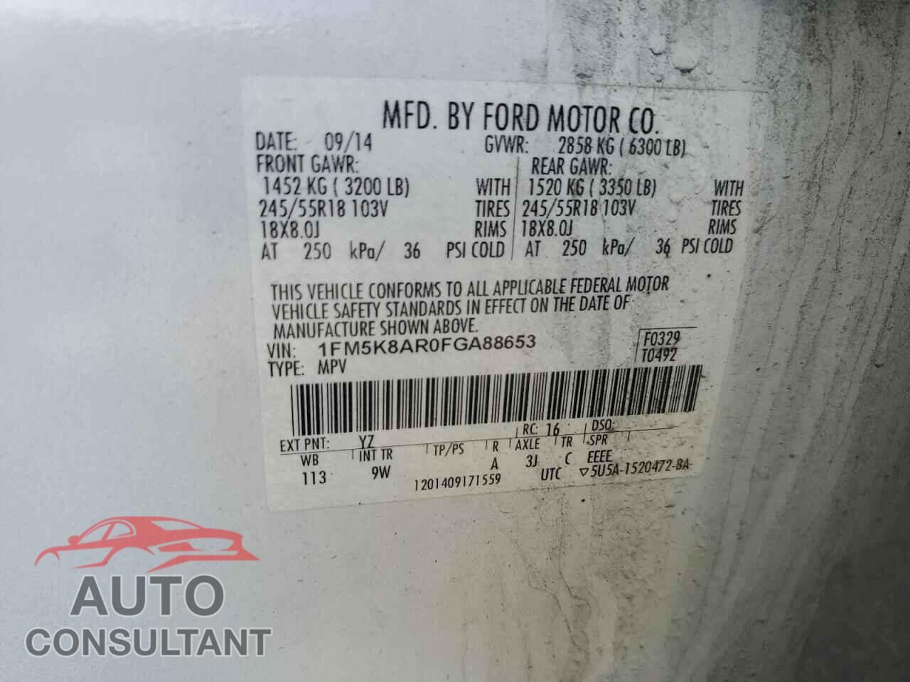 FORD EXPLORER 2015 - 1FM5K8AR0FGA88653