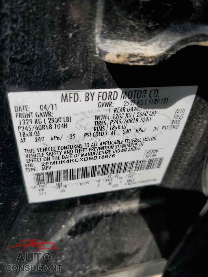 FORD EDGE 2011 - 2FMDK4KCXBBB18676