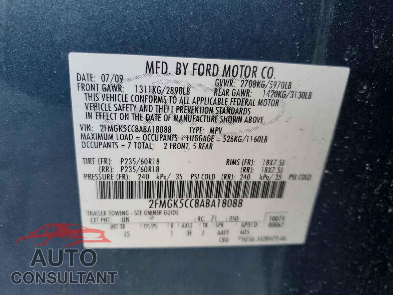 FORD FLEX 2010 - 2FMGK5CC8ABA18088