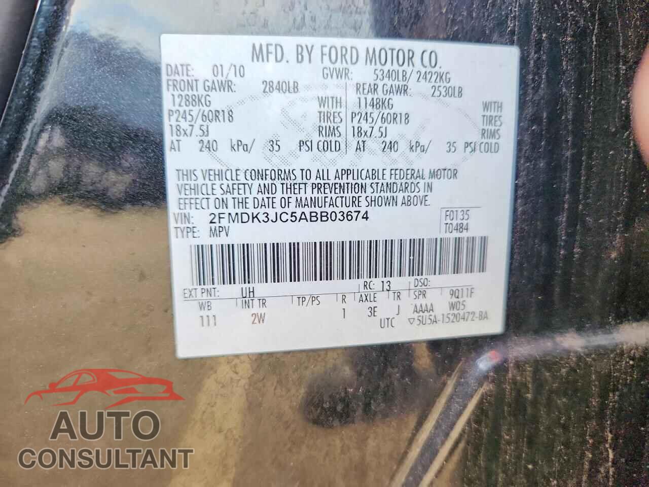 FORD EDGE 2010 - 2FMDK3JC5ABB03674