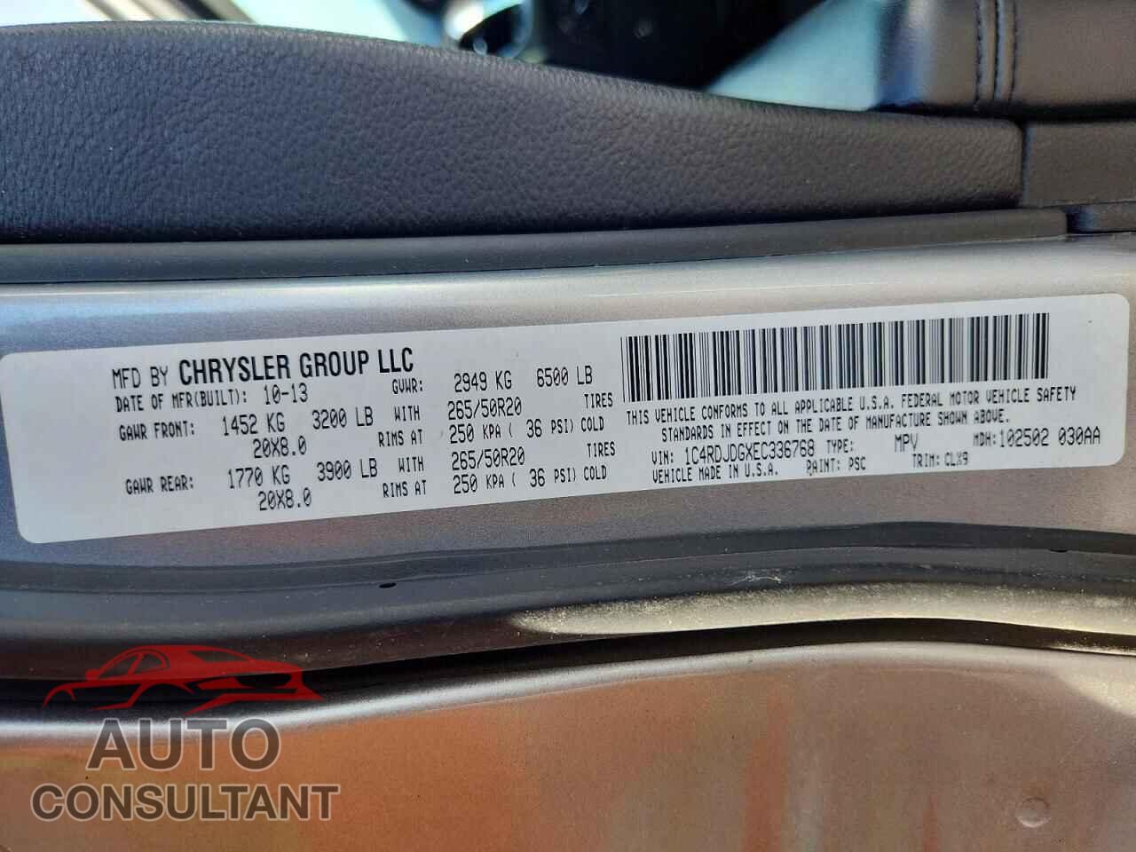 DODGE DURANGO 2014 - 1C4RDJDGXEC336768