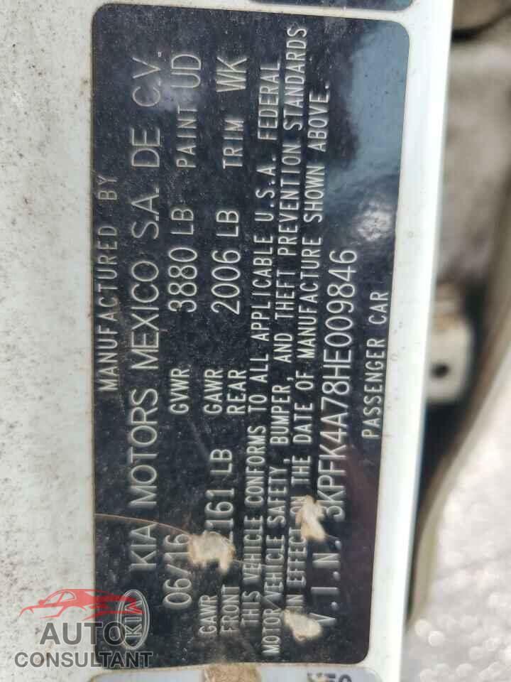 KIA FORTE 2017 - 3KPFK4A78HE009846