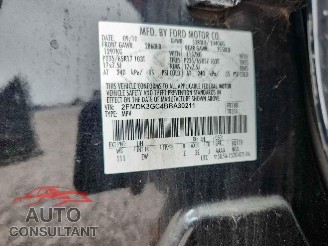 FORD EDGE 2011 - 2FMDK3GC4BBA30211