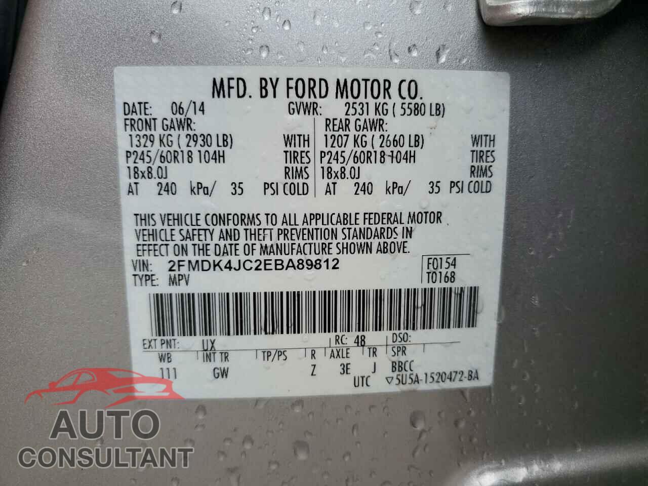 FORD EDGE 2014 - 2FMDK4JC2EBA89812