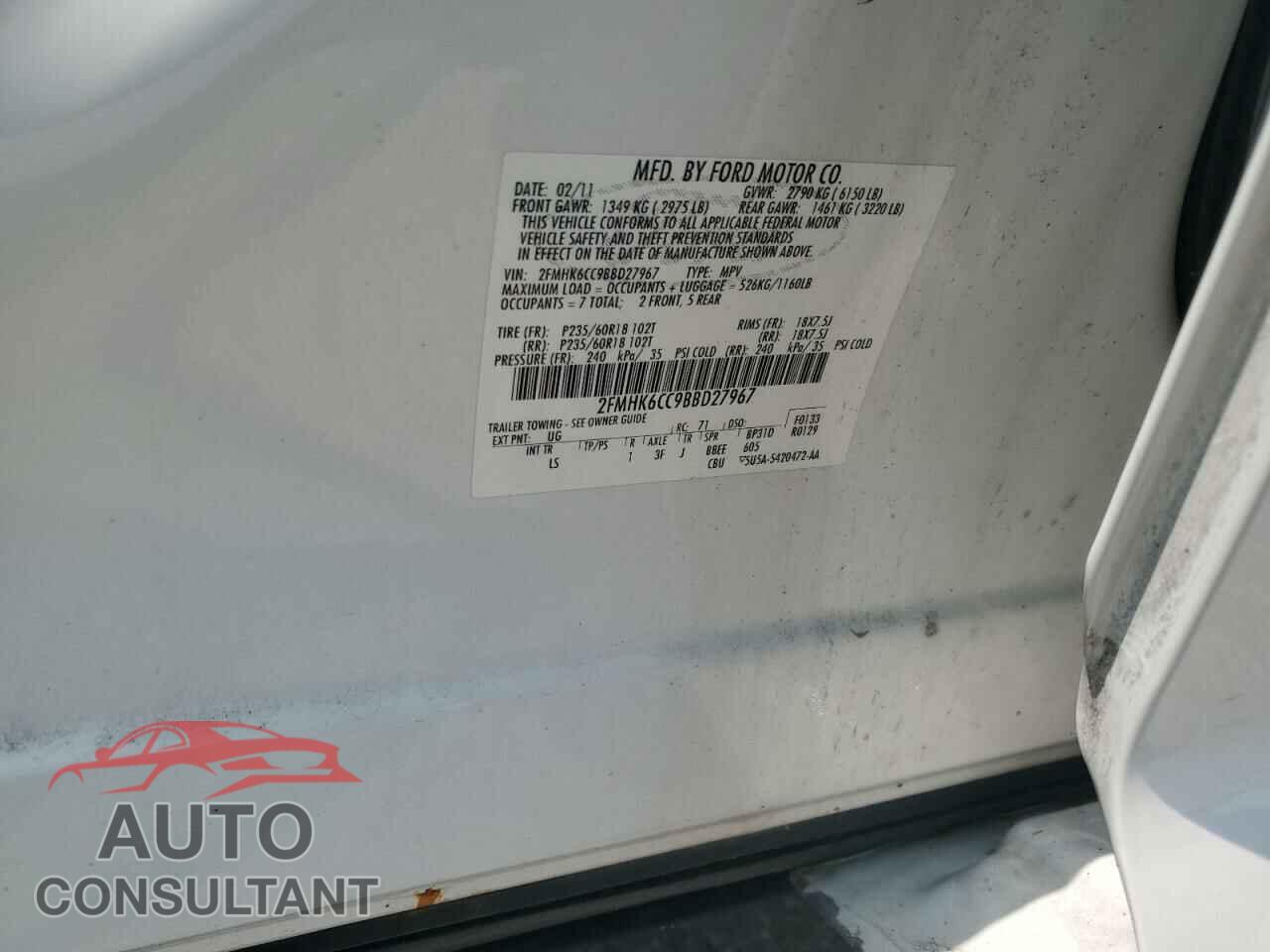 FORD FLEX 2011 - 2FMHK6CC9BBD27967